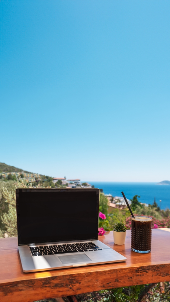 showing remote work in the sun