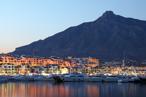 Marina Marbella at dusk